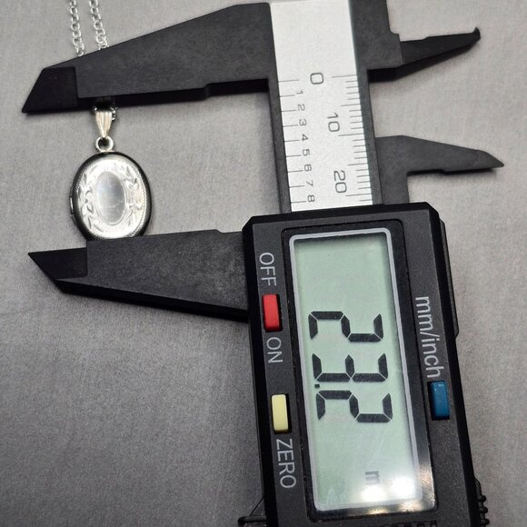 VTG John Meyer Sterling Silver Photo Locket Necklace 22" Floral Etched Rolo Chai - Picture 11 of 15